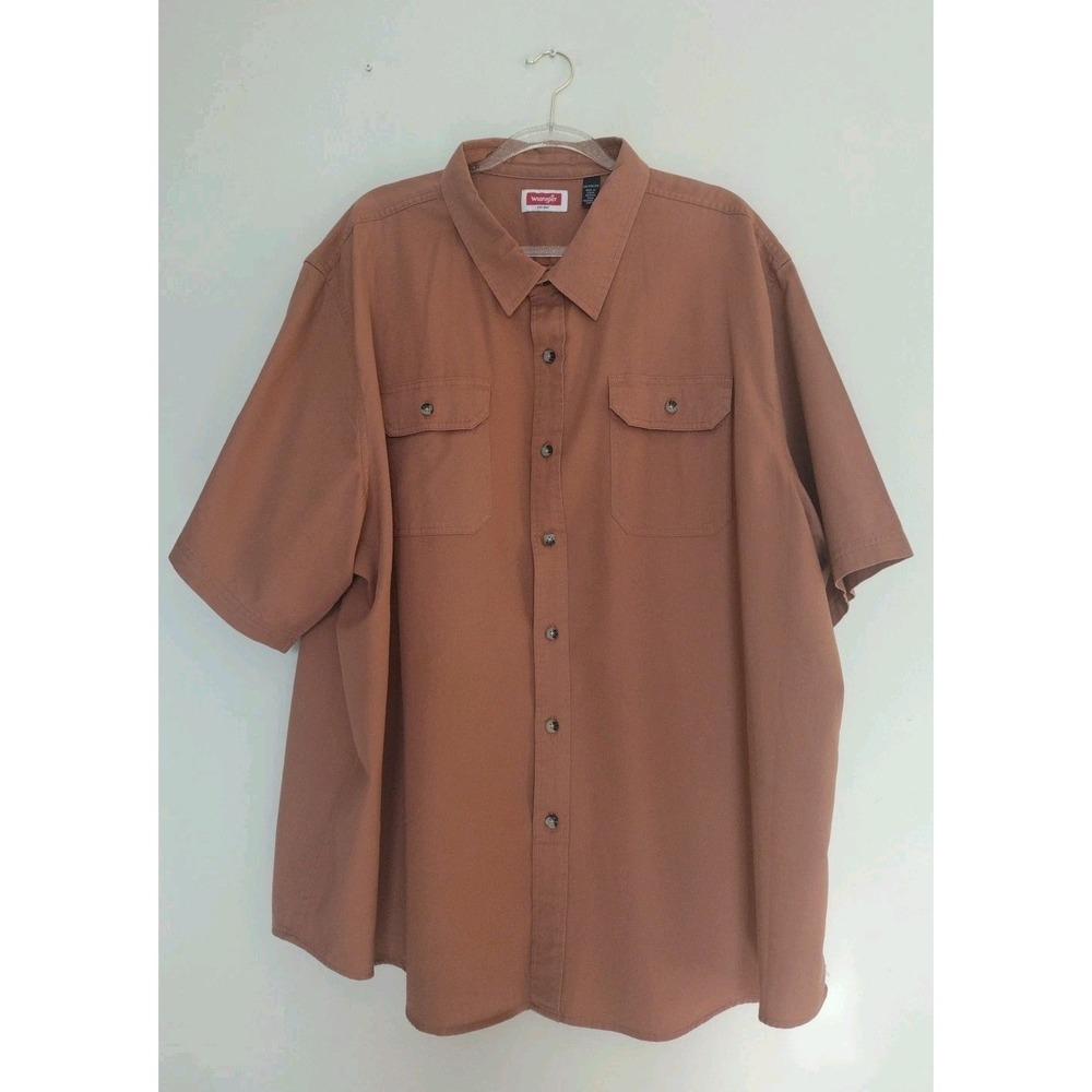 Wrangler Button Up Shirt Men 3XL Pumpkin Spice Casual Short Sleeve Pockets - Picture 2 of 8